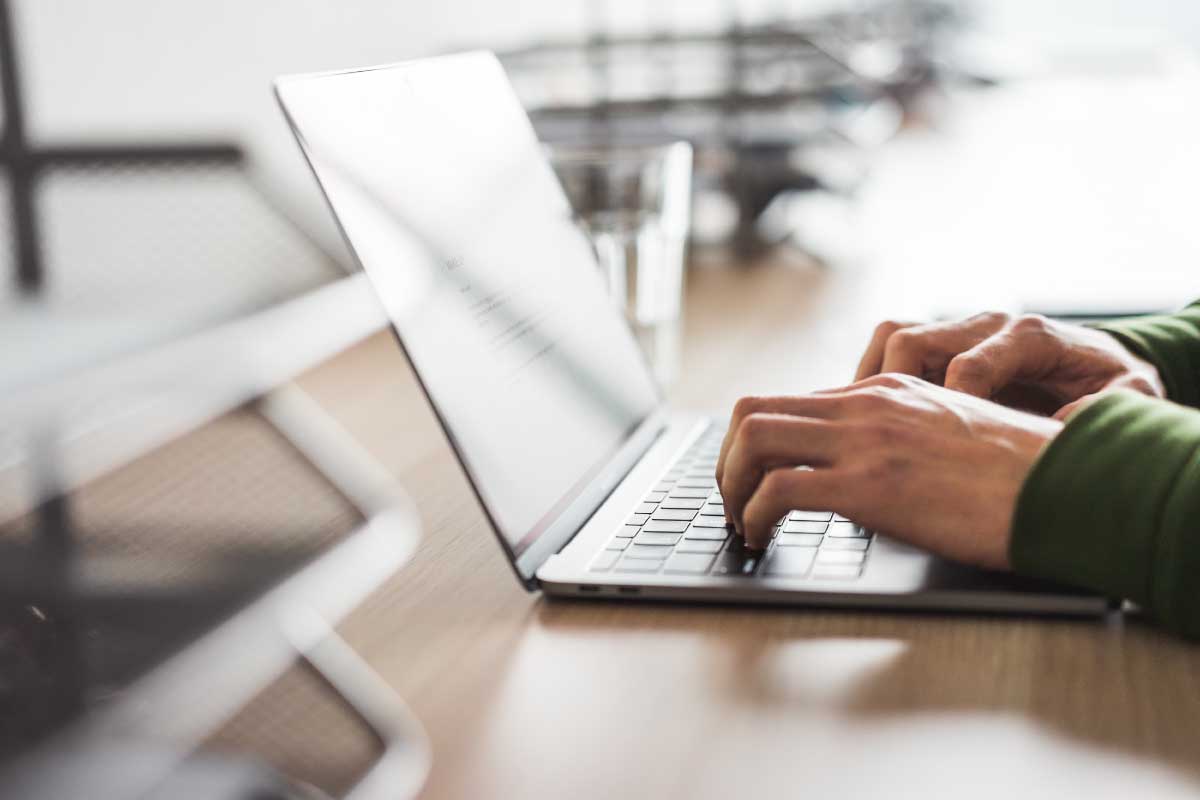 Business Copywriter Typing On His Modern Laptop Picjumbo Com