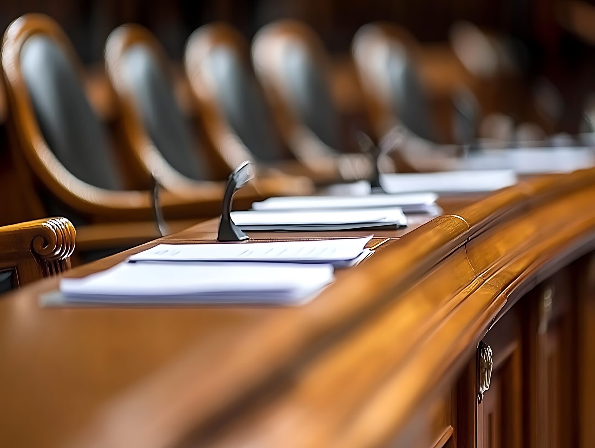 Documents on council chamber table